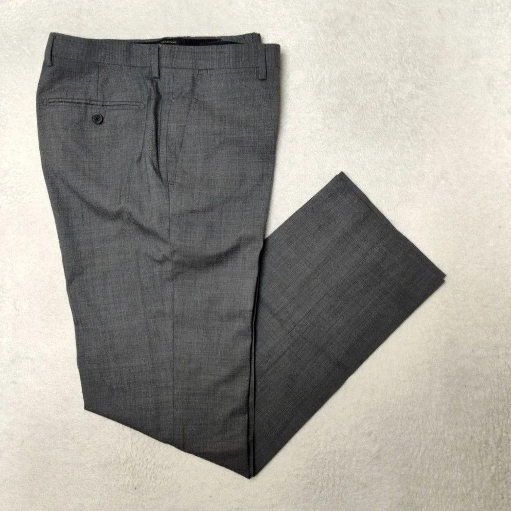Banana Republic Pants Mens 32x32 Gray Flat Marzotto Wool Tweed Dress Slacks Suit